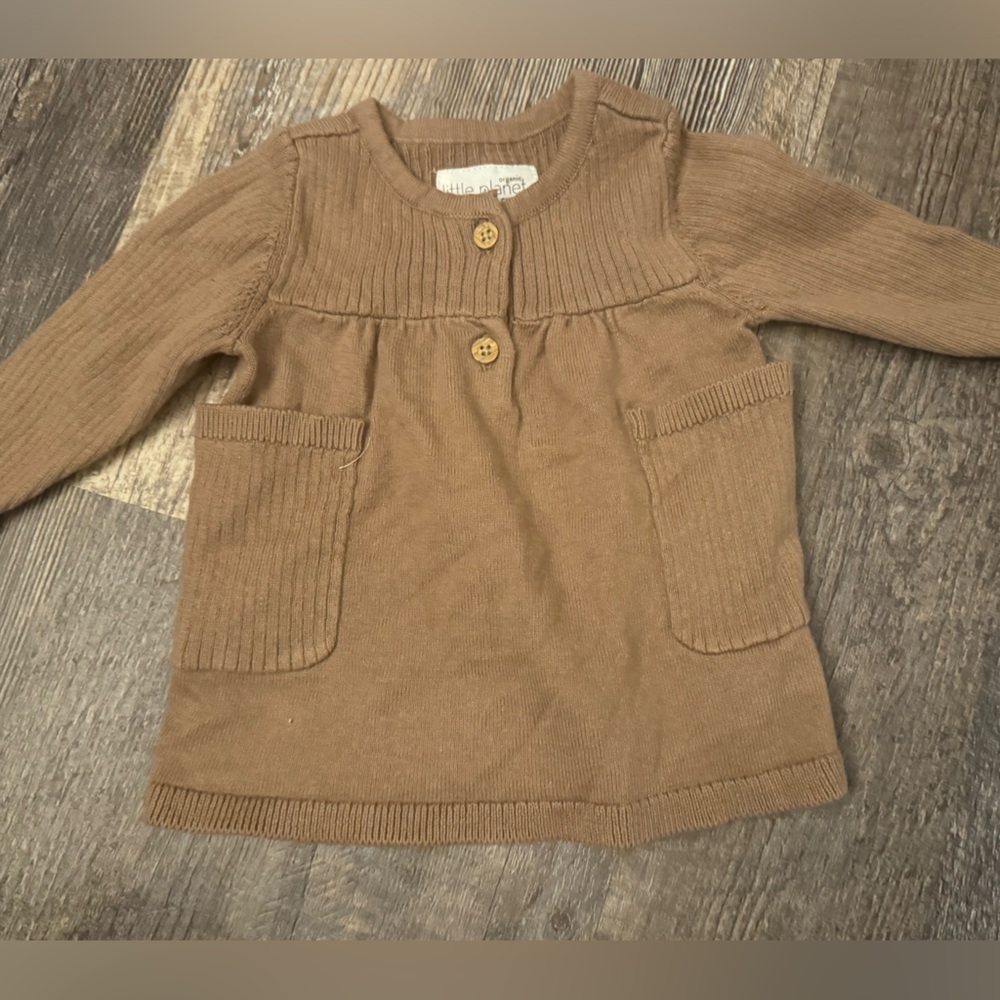 5 for $20 ✨ Little Planet Organic Carter’s newborn baby knit sweater dress brown